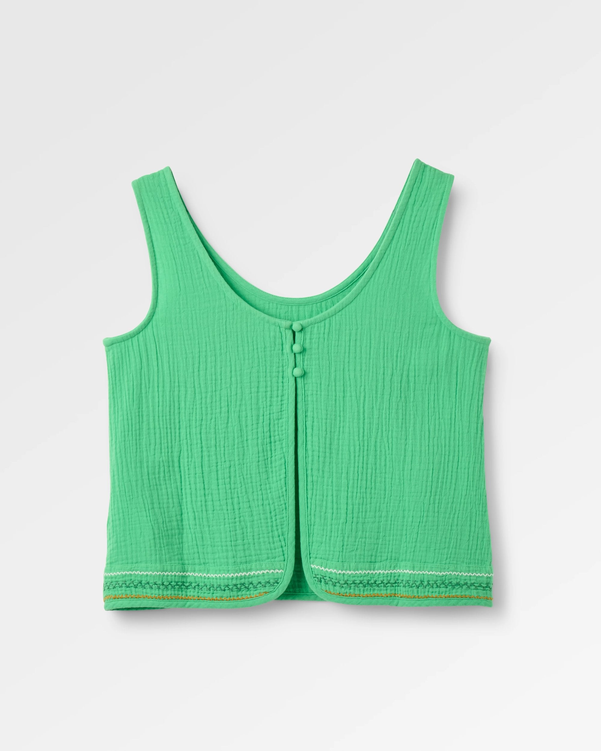 Waveney Cotton Top - True Green - Flatlay