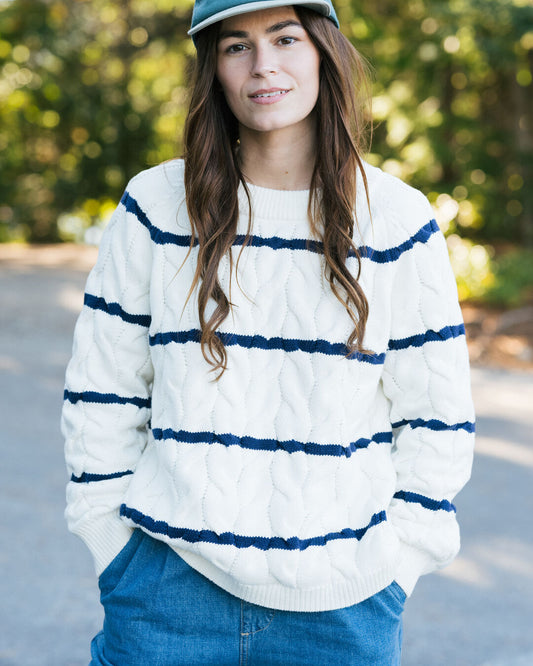 Comfort Stripe Organic Knitted Jumper - Off White Stripe