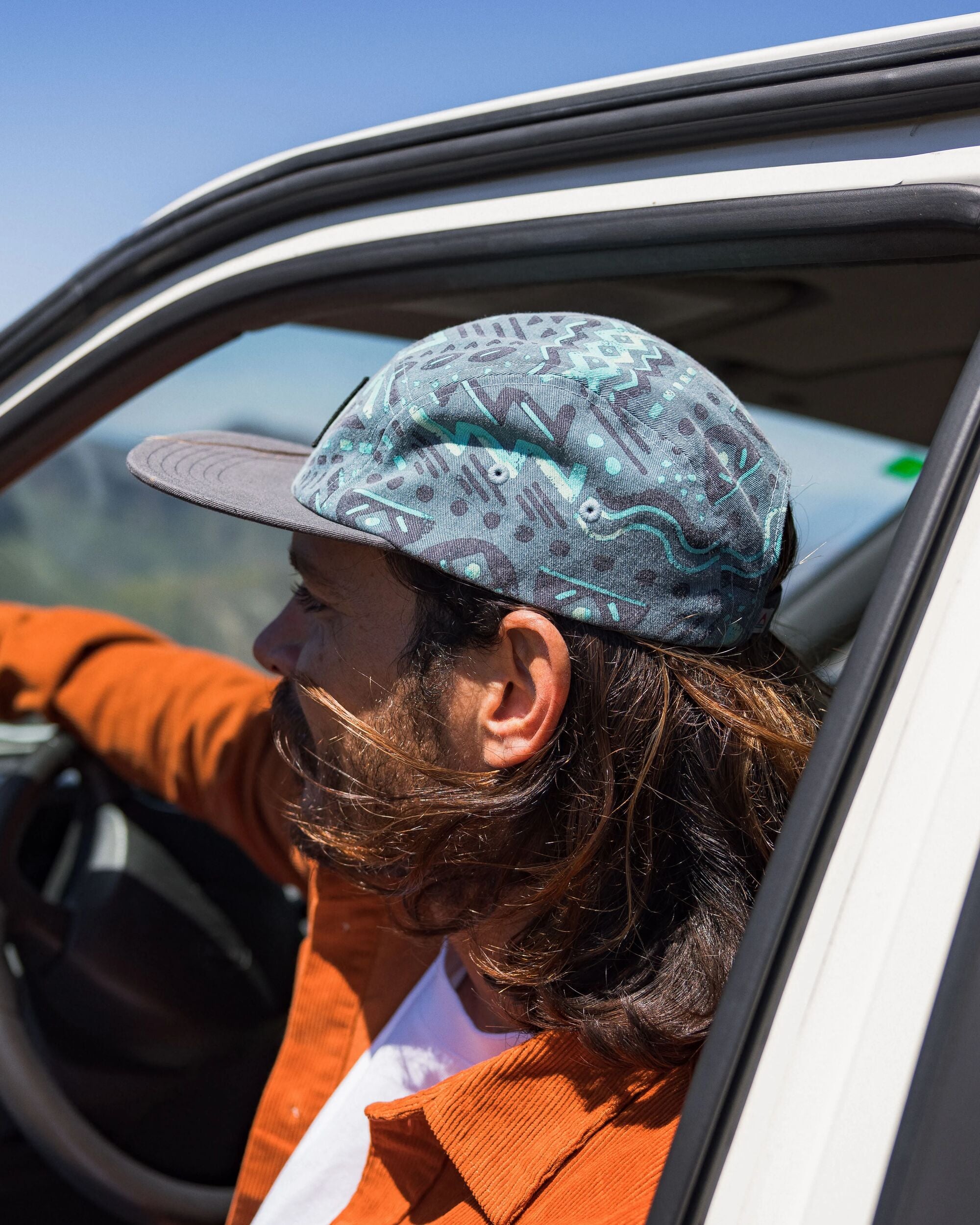 Coast Organic Cotton 5 Panel Snapback Cap - Elemental Geo Arctic - Lifestyle - Male