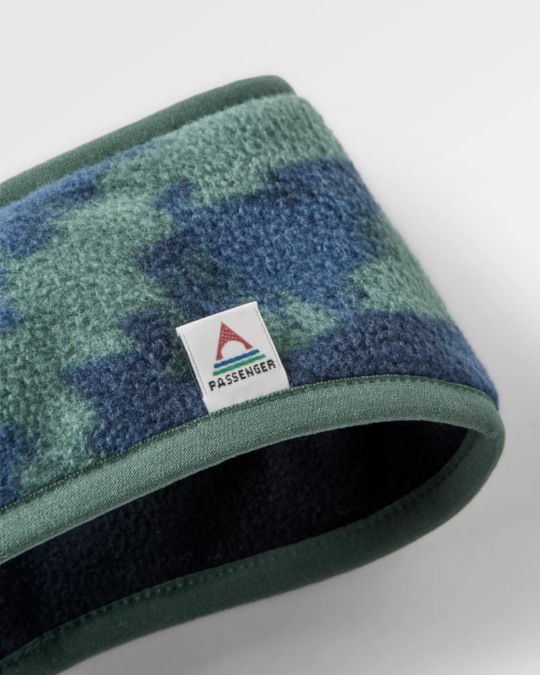 Larch Recycled Polar Fleece Headband - Oak Patch Deep Ocean - Flatlay