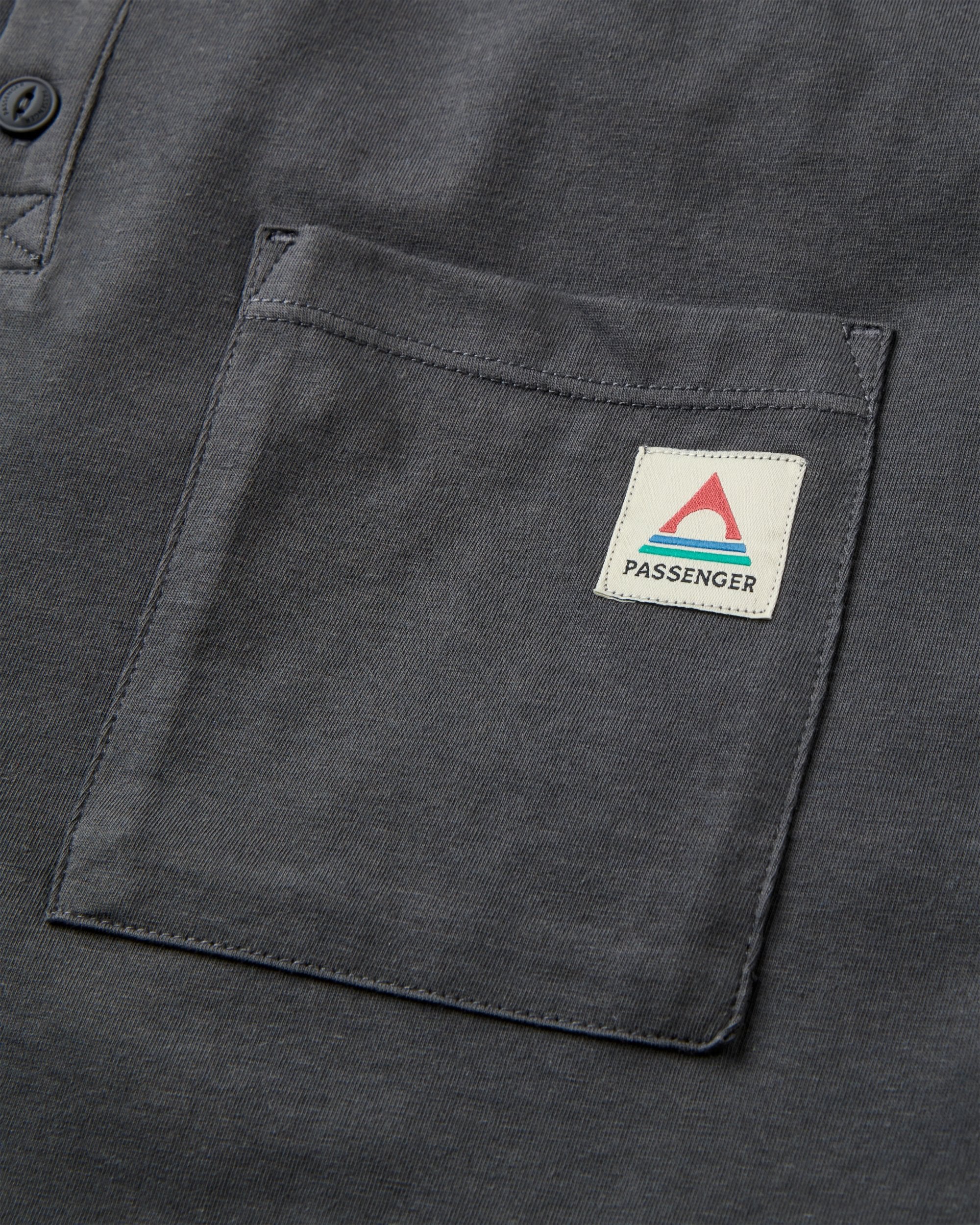 Heritage Relaxed Fit Henley T-Shirt - Faded Black - Flatlay