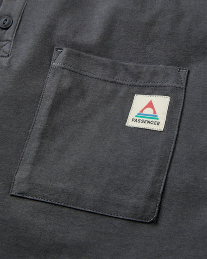 Heritage Relaxed Fit Henley T-Shirt - Faded Black - Flatlay
