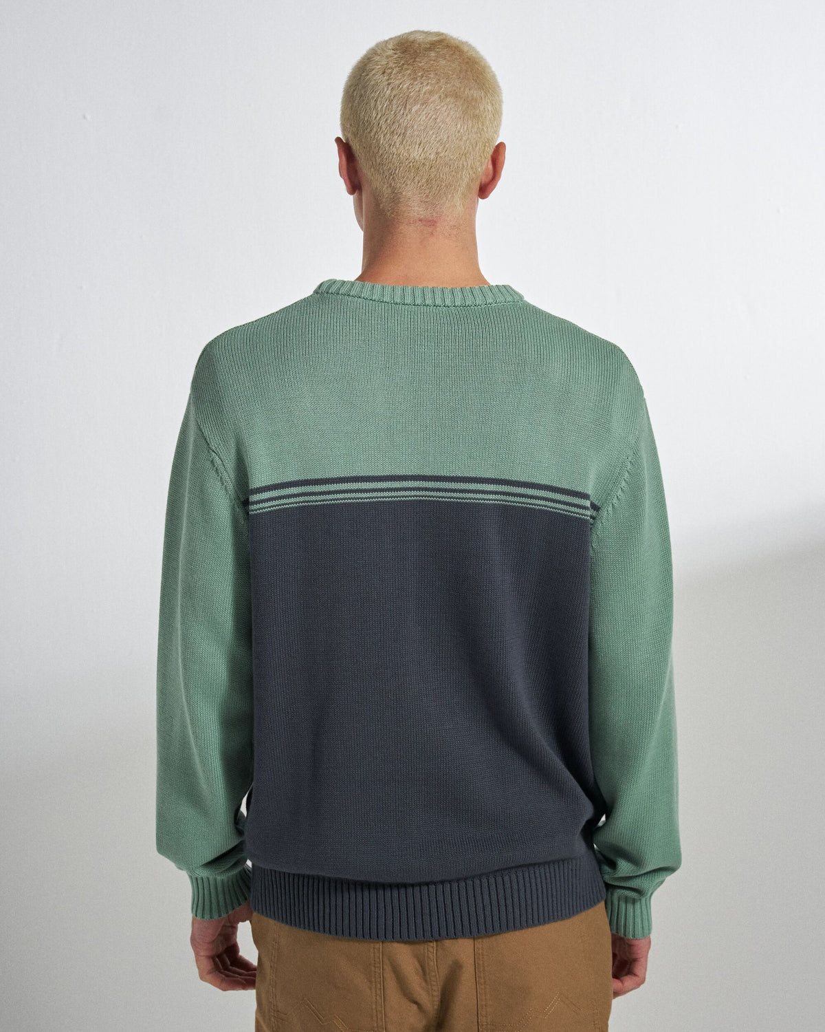 Wald Knitted Jumper - Pistachio/Charcoal - Studio Model