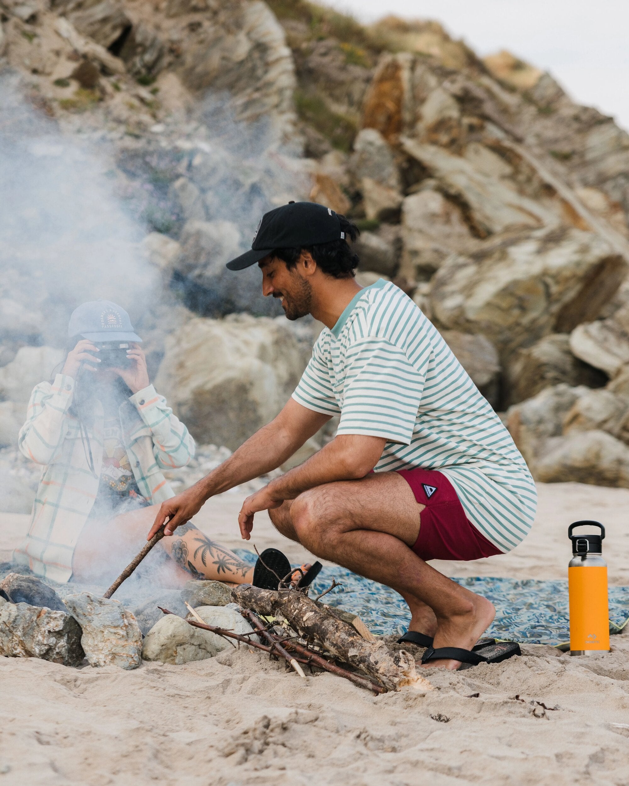 Zen Recycled Cotton Relaxed Fit T-Shirt - Deep Sea Stripe - Lifestyle