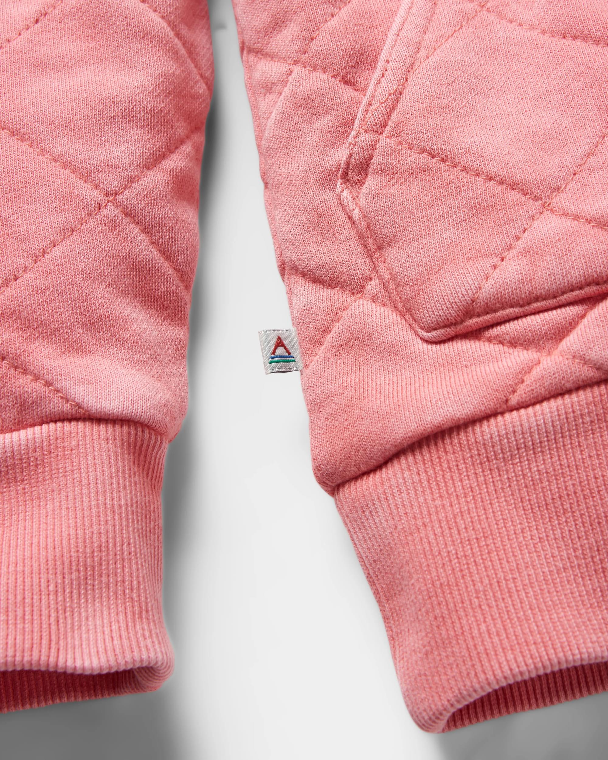 Clementine Recycled Quilted Popper Up Hoodie - Shell Pink - Flatlay
