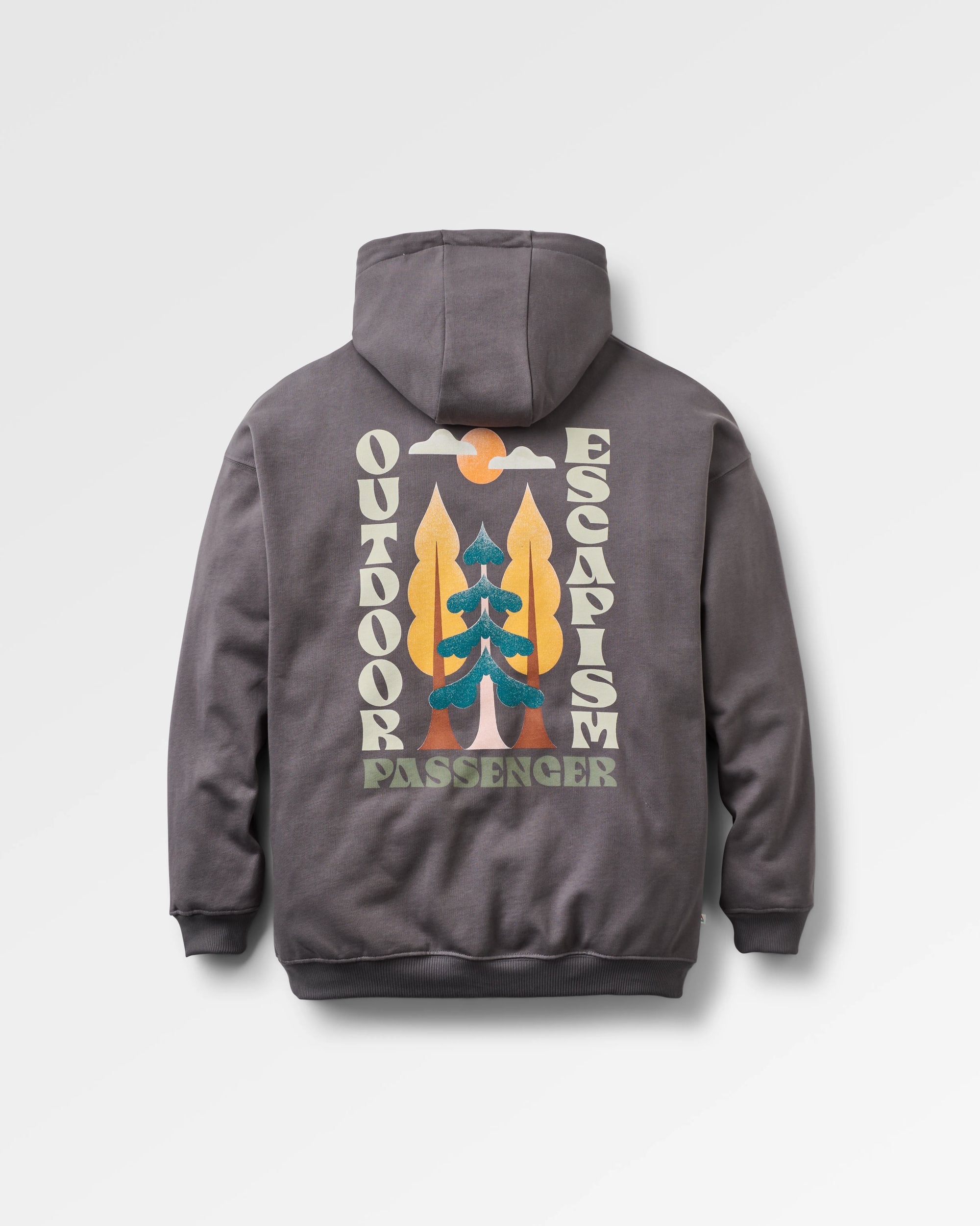 Tall Pines Full Zip Recycled Cotton Hoodie - Charcoal - Flatlay