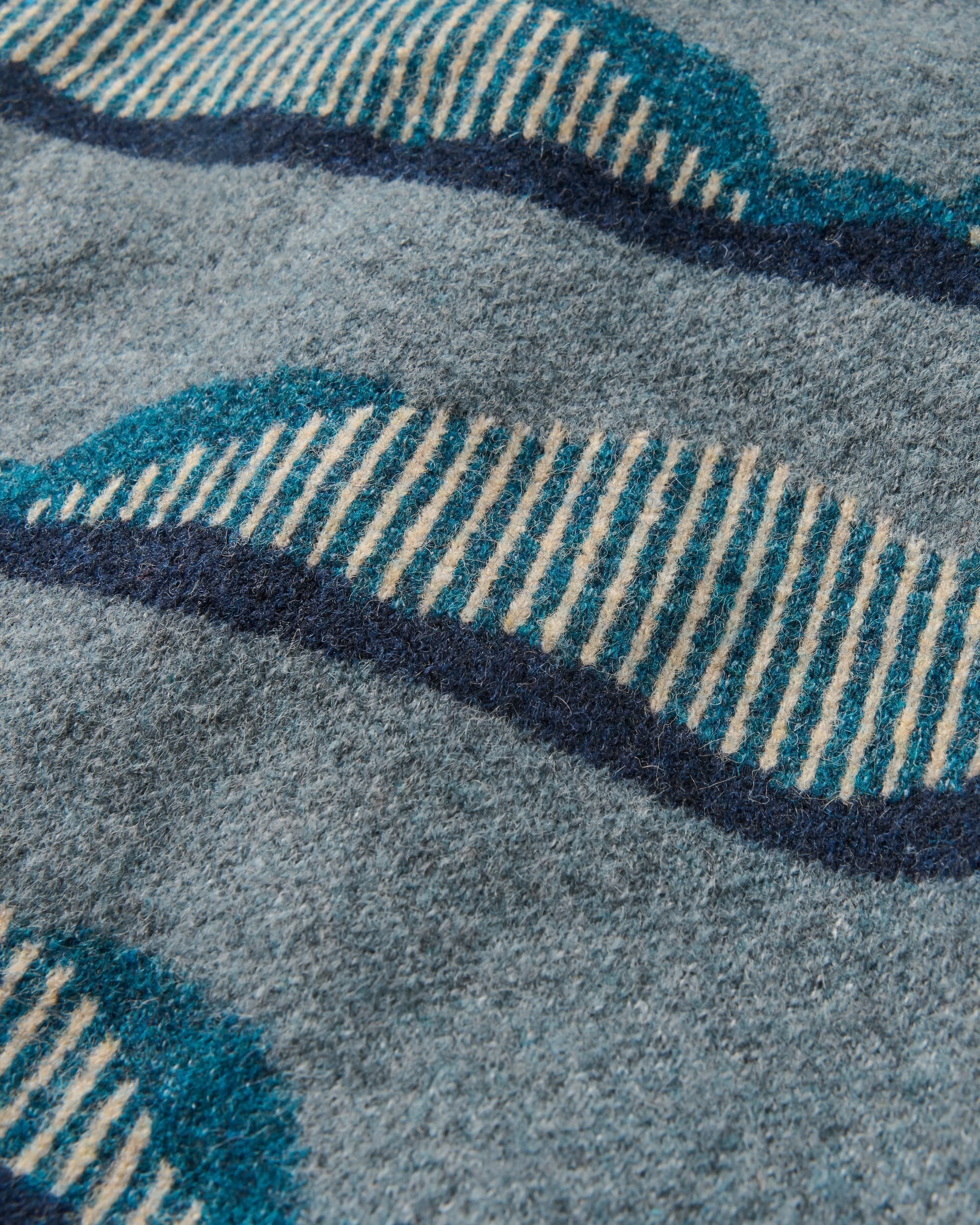 Seafoam Patterned Knitted Jumper - Scenic Stripe Blue - Flatlay