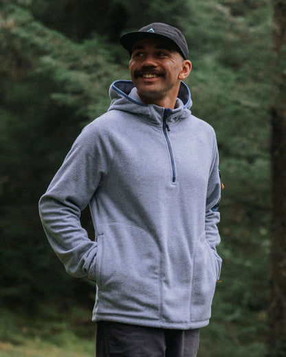 Forestscape Recycled Grid Fleece Hoodie - Grey Marl - Lifestyle