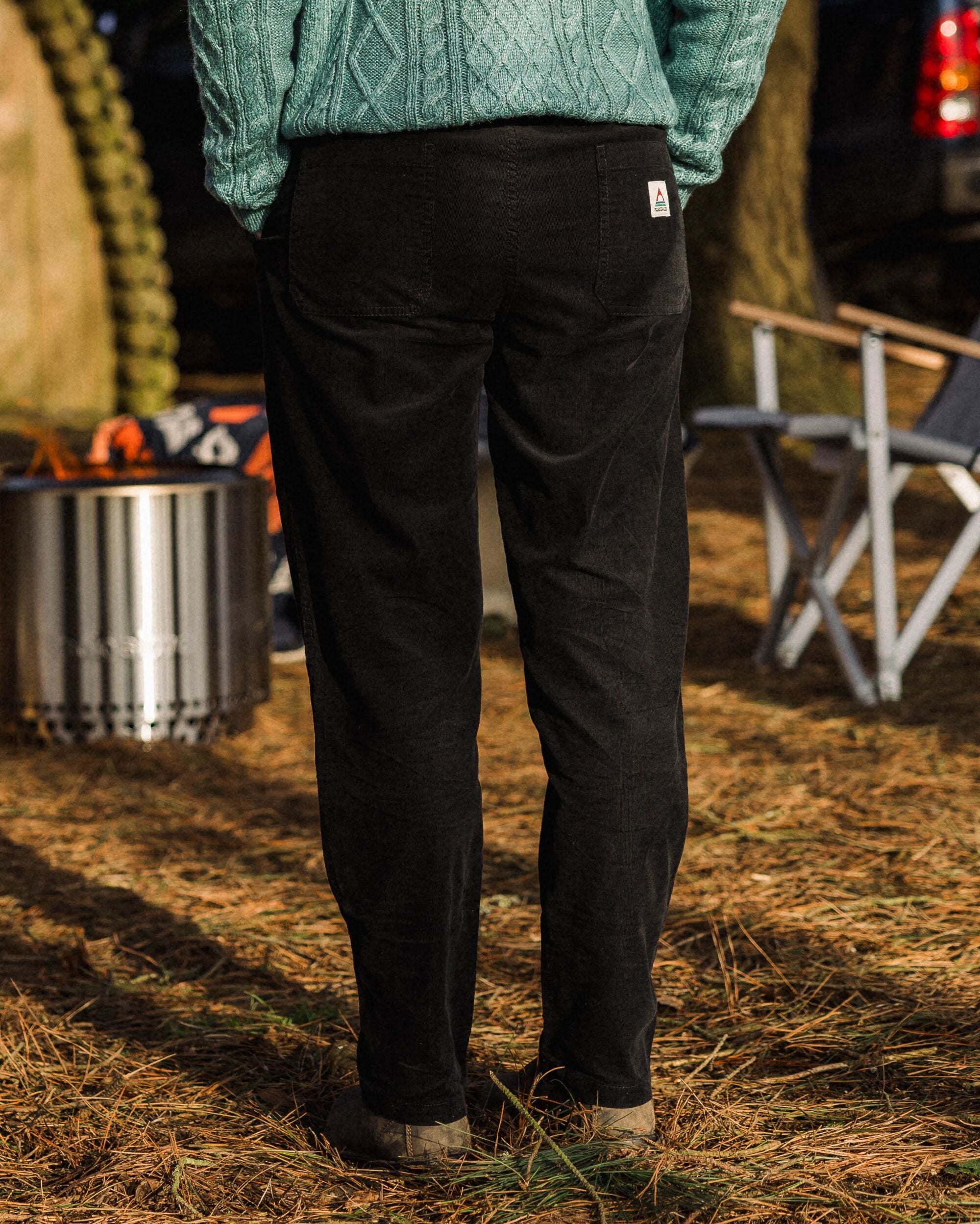 Compass Recycled Corduroy Trouser - Black - Lifestyle