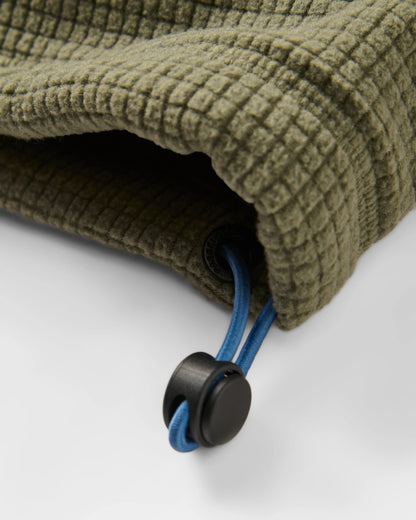 Point Recycled Grid Polar Fleece Hoodie - Dusty Olive - Flatlay