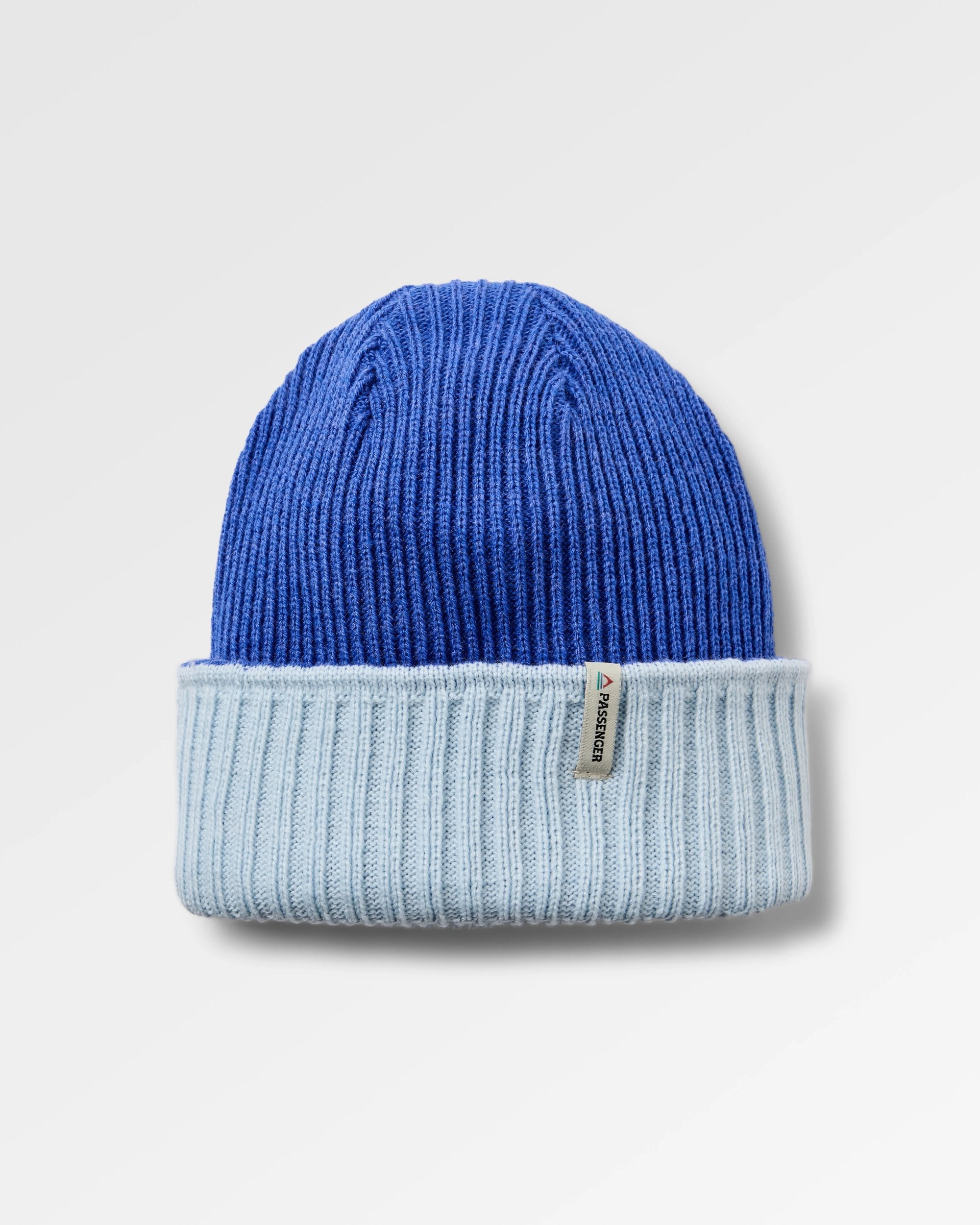 Outlook Reversible Recycled Beanie - Ice Blue / Electric Blue - Flatlay