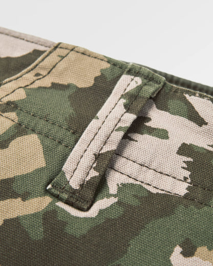 Lakeside Cargo Short - Woodland Camo Khaki - Flatlay