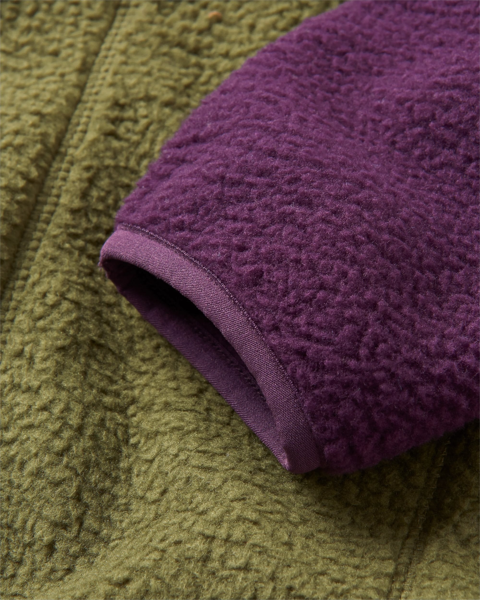 Home Recycled Sherpa Fleece - Deep Plum/Khaki - Flatlay