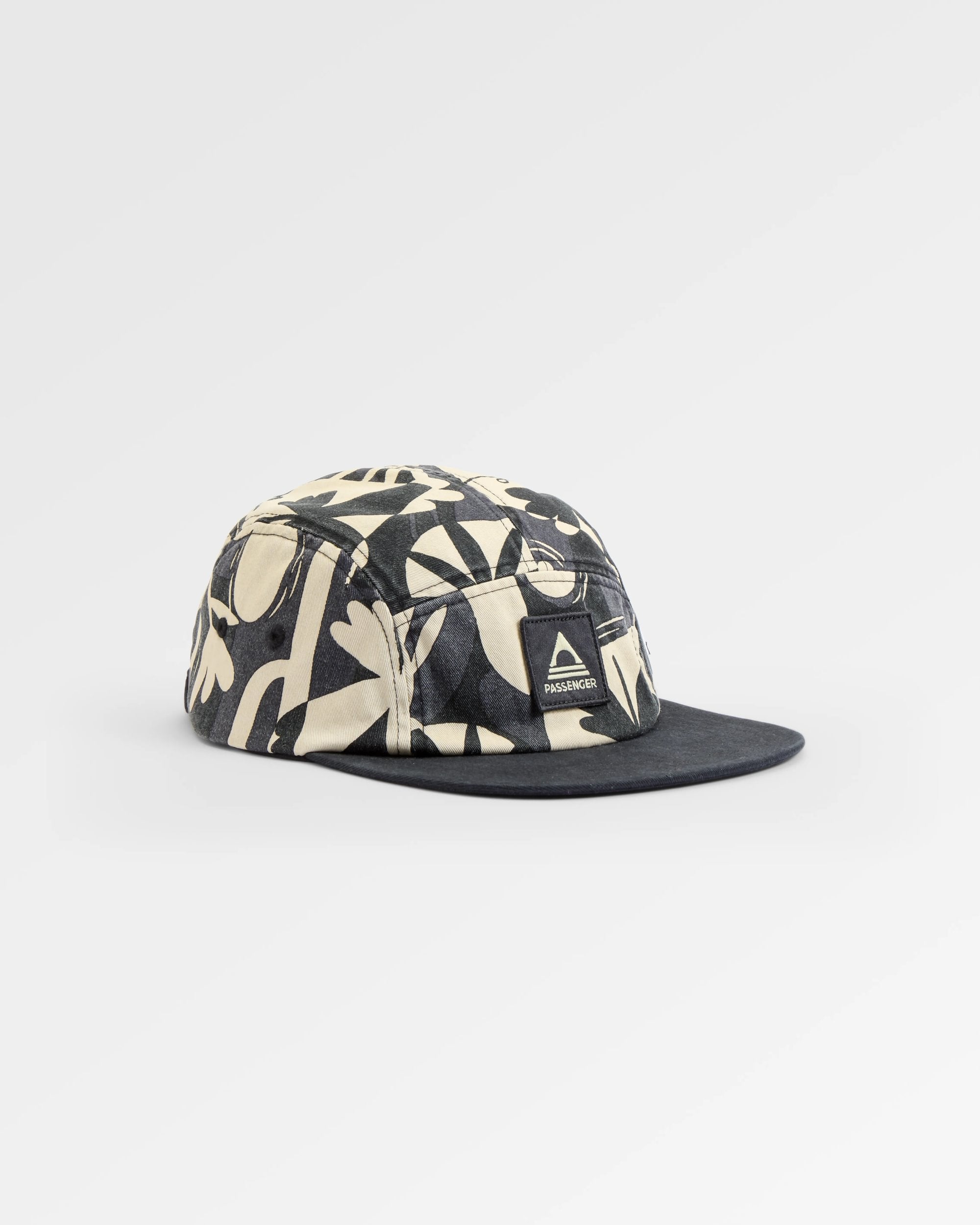 Coast 5 Panel Snapback Cap - Roam Further Black - Flatlay