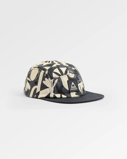 Coast 5 Panel Snapback Cap - Roam Further Black - Flatlay