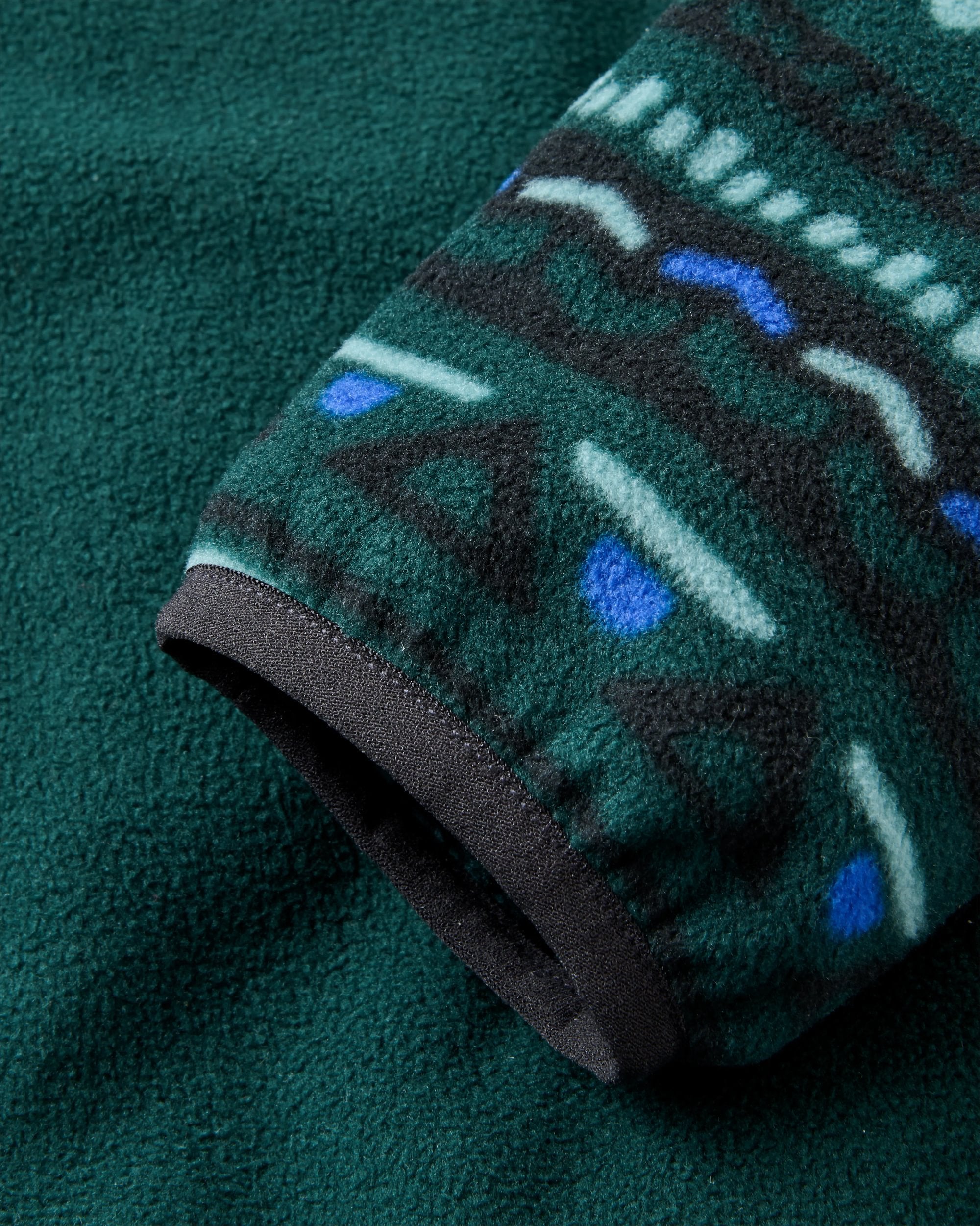 Set Off Recycled Polar 1/4 Zip Fleece - Geo Tracks Dark Fern - Flatlay