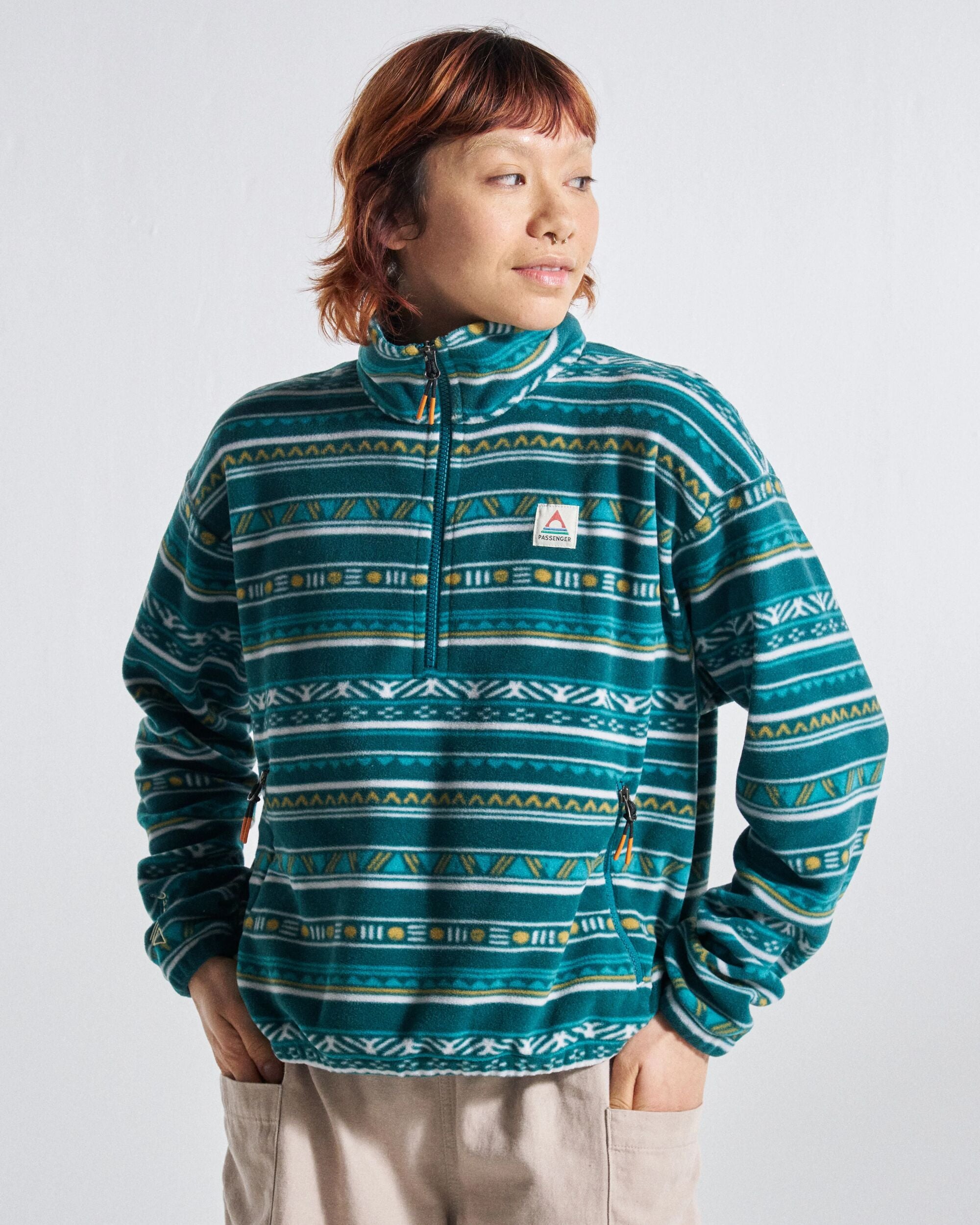 Ayla Micro Polartec® Fleece Geo Stripe Mediterranean – Passenger
