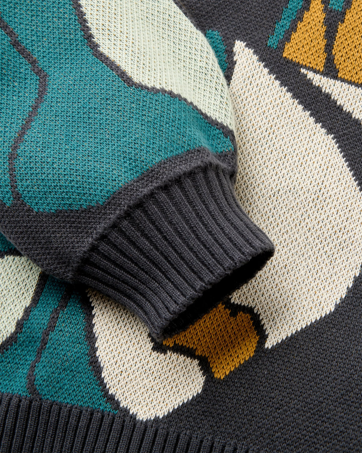 Moonbeam Relaxed Fit Knitted Jumper - Slower Rhythms Faded Black - Flatlay