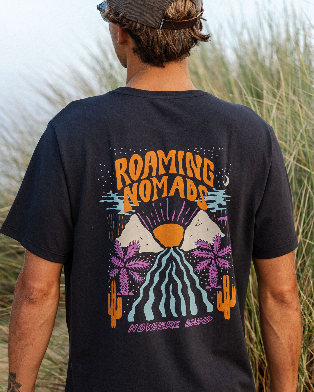 Roaming Nomads Recycled Cotton T-Shirt - Black