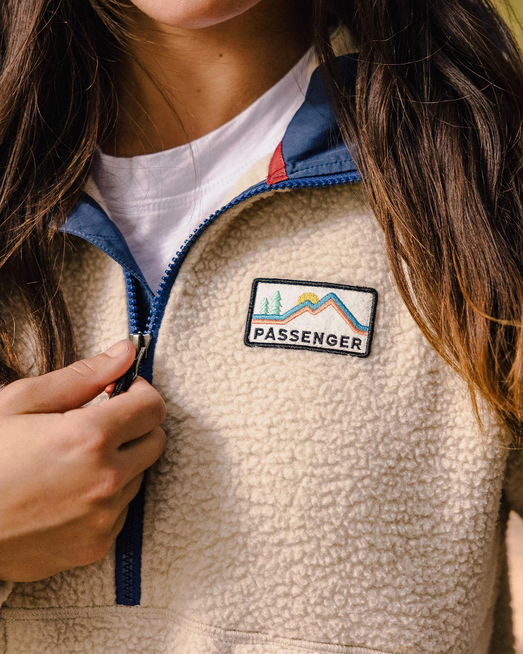 Maine 1/2 Zip Recycled Sherpa Fleece - Oatmeal - Lifestyle