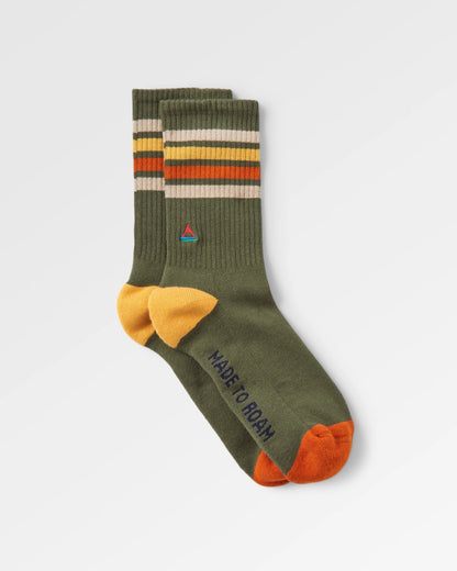 Organic Midweight Crew Socks - Khaki - Flatlay