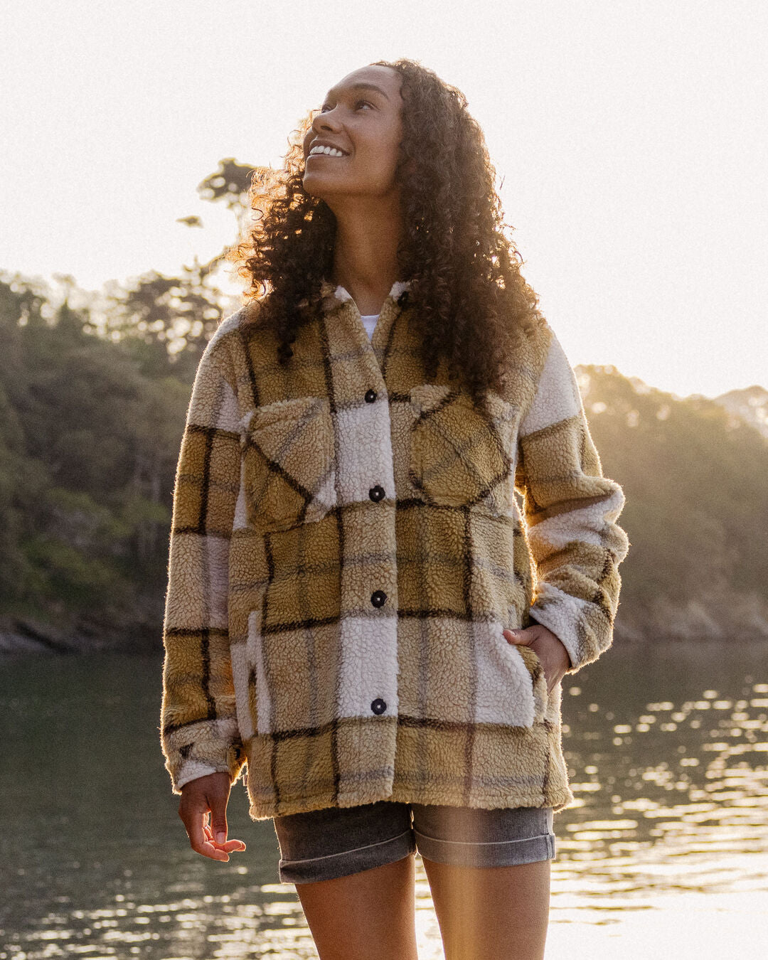 Olympus Yarn Dye Recycled Sherpa Fleece Shirt - Honey Check