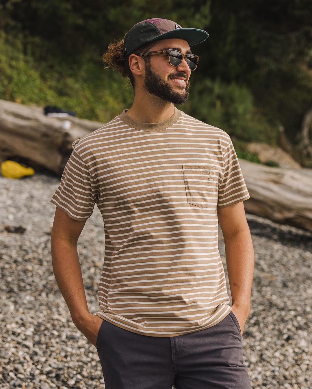 Zen Recycled Cotton Stripe T-Shirt - Toffee Stripe