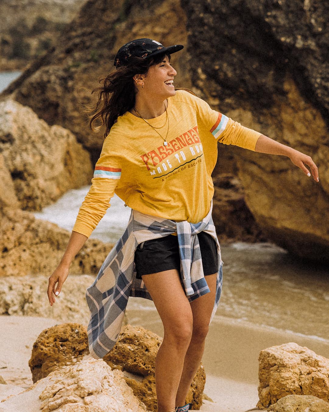 La Sarena Recycled Cotton Oversized Ls T-Shirt - Ochre Yellow