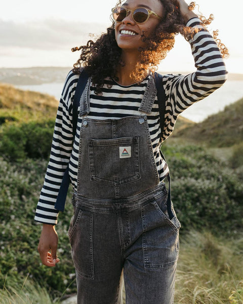 Roamist Organic Cotton Dungarees Washed Black Denim – Passenger