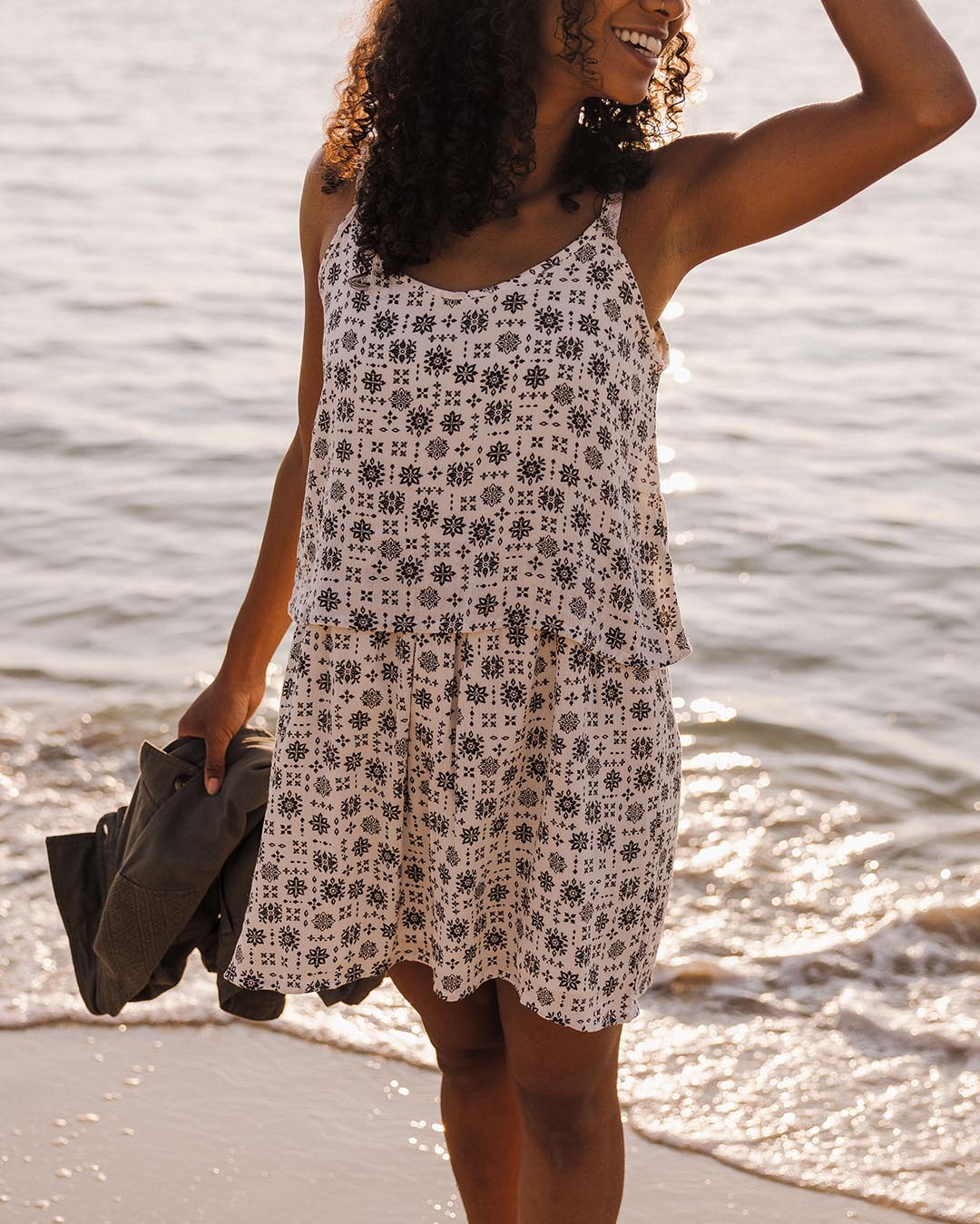 Floaty Layered Dress - Simple Tile Ivory