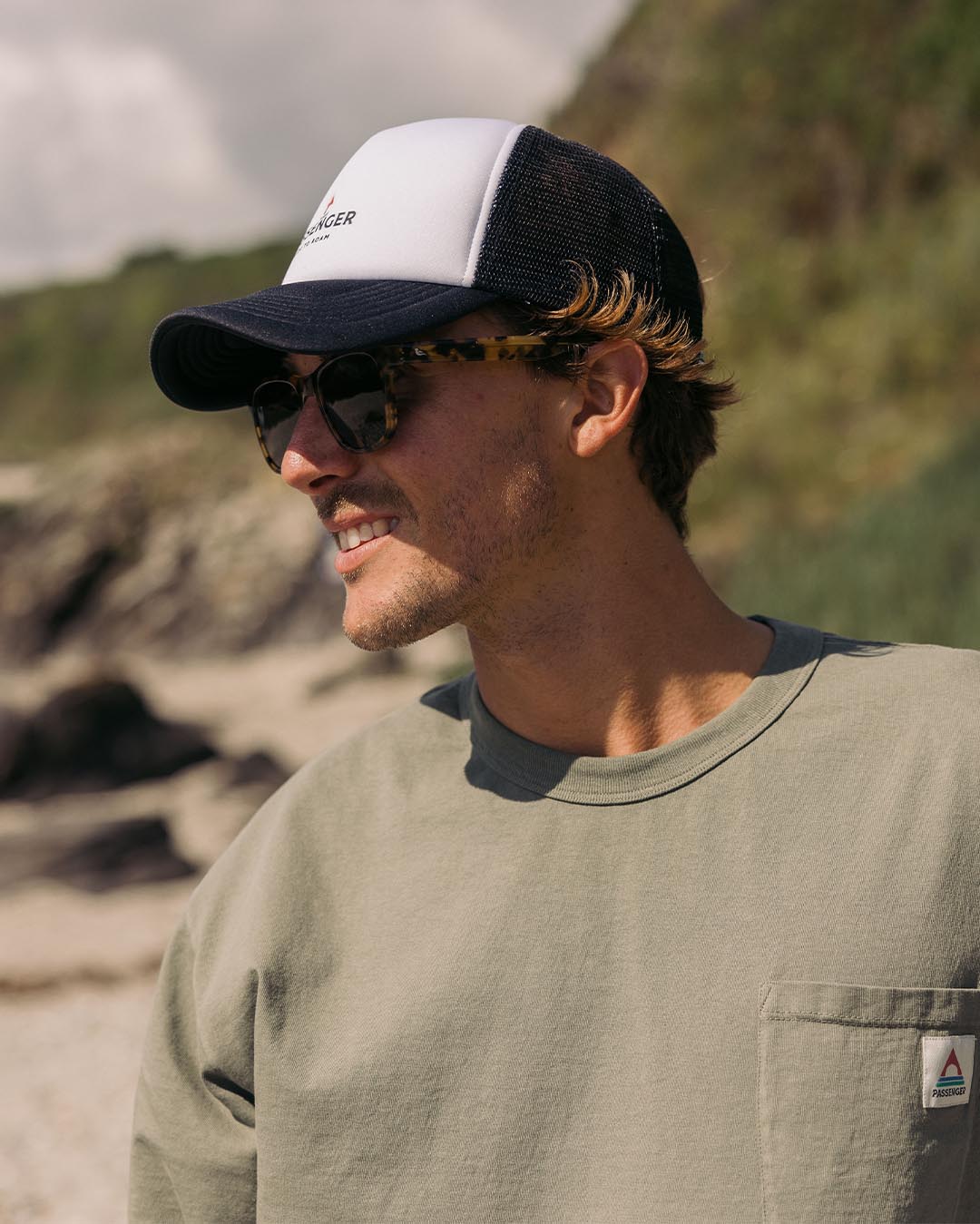 Beechey Snapback Trucker Cap - Black/ White - Lifestyle - Male