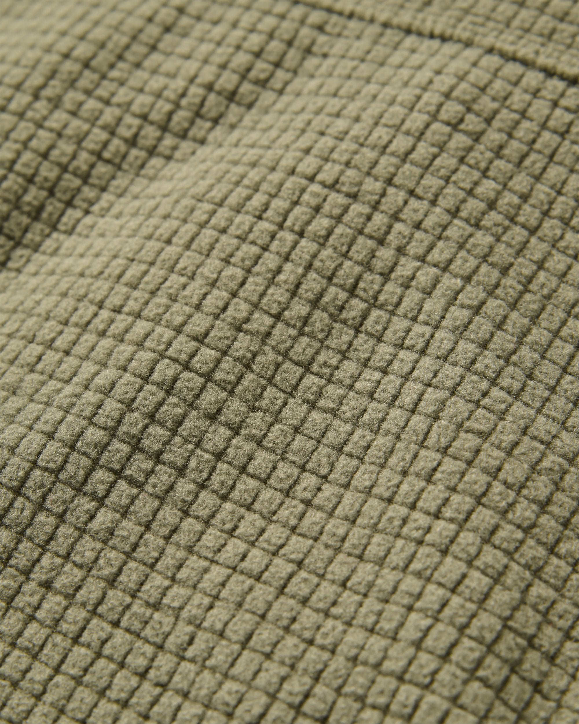 Point Recycled Grid Polar Fleece Hoodie - Dusty Olive - Flatlay