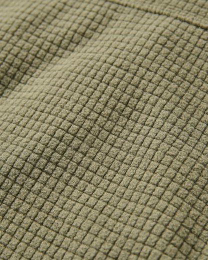 Point Recycled Grid Polar Fleece Hoodie - Dusty Olive - Flatlay