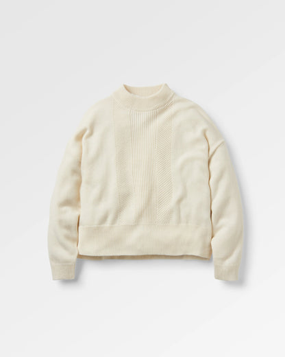 Hideout Oversized Recycled Knitted Jumper - Off White - Flatlay