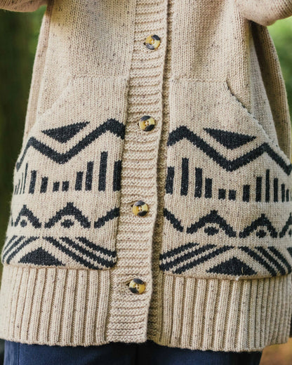 Snoozle Recycled Knitted Hooded Cardigan - Oatmeal - Lifestyle