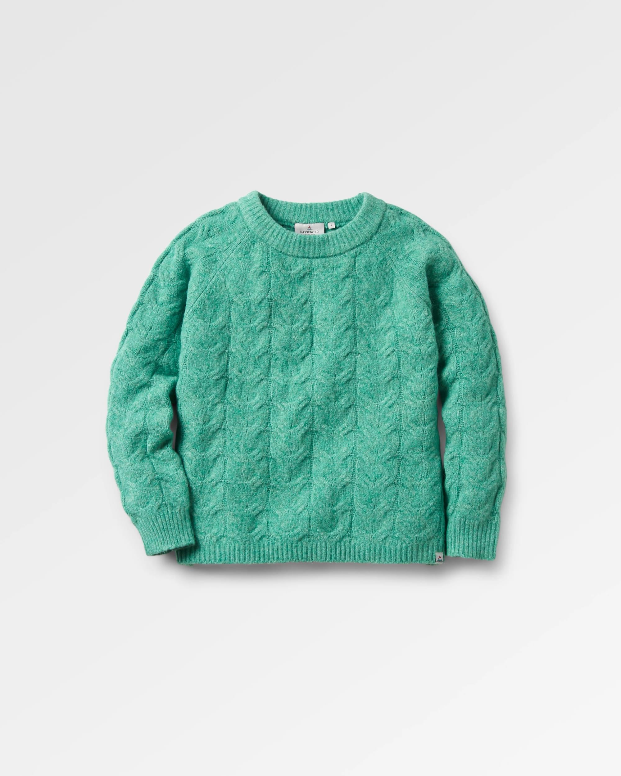 Harvest Recycled Knitted Jumper - Green Spruce - Flatlay