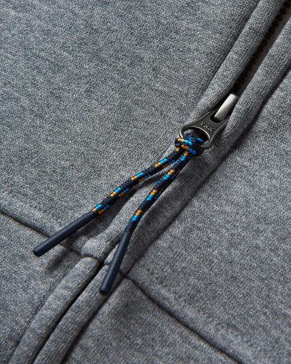 Heritage Full Zip Recycled Cotton Hoodie - Dark Grey Marl - Flatlay