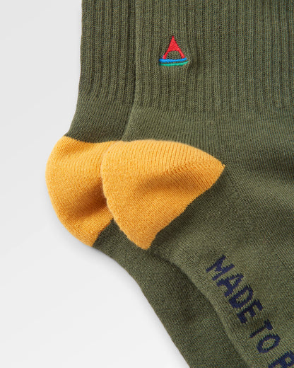 Organic Midweight Crew Socks - Khaki - Flatlay