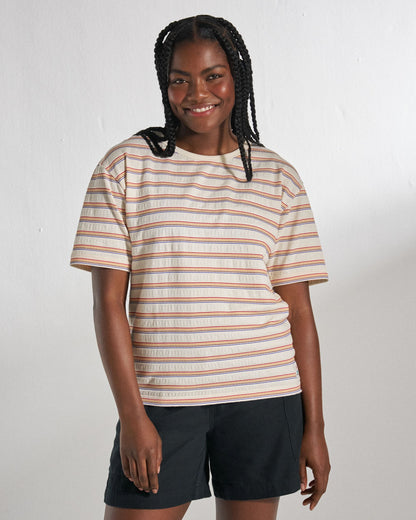 Retro Vibes Organic Cotton T-Shirt - Retro Stripe - Studio Model