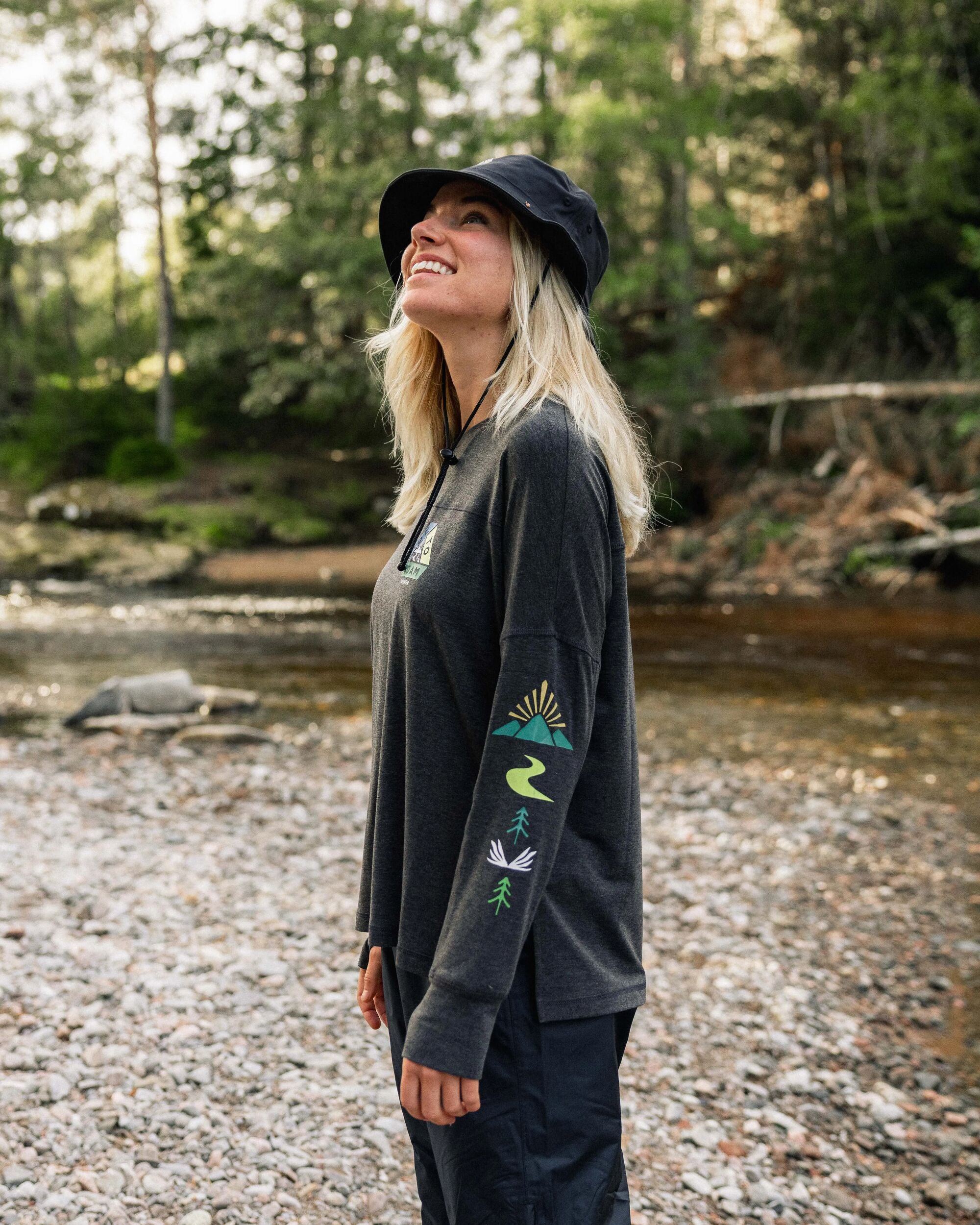 Sorrento Recycled Active LS T-Shirt - Black - Lifestyle