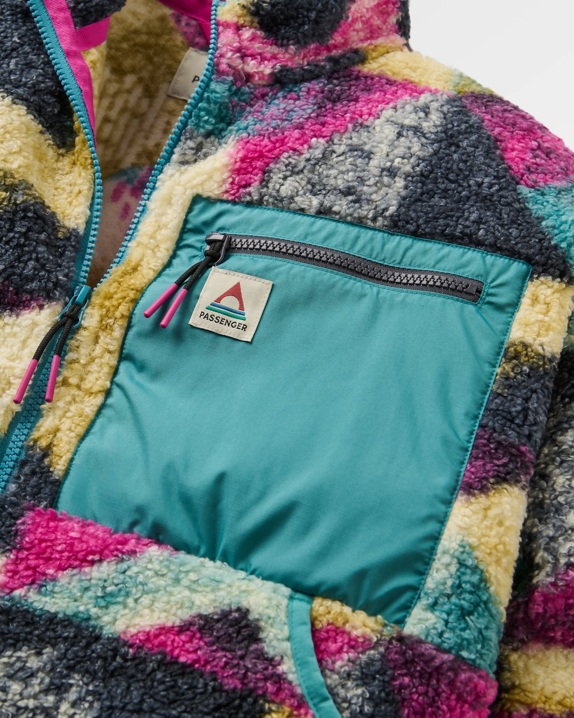 Ravi Recycled Sherpa Fleece - Mosaic Mountain Charcoal - Flatlay