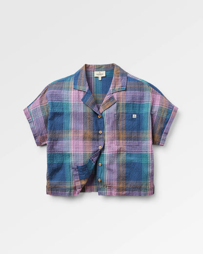 Arden Short Sleeve Shirt - Rich Navy Multi Check - Flatlay