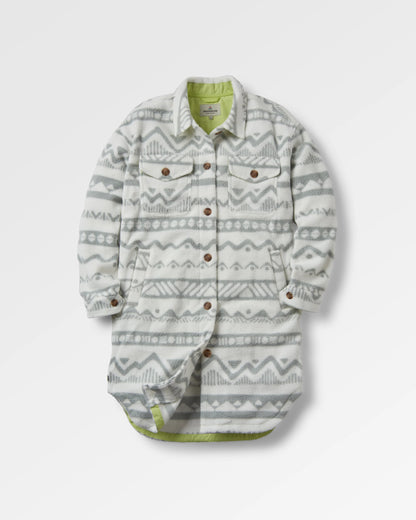 Cloudy Recycled Sherpa Fleece Shirt - Mountain Geo Vintage White - Flatlay