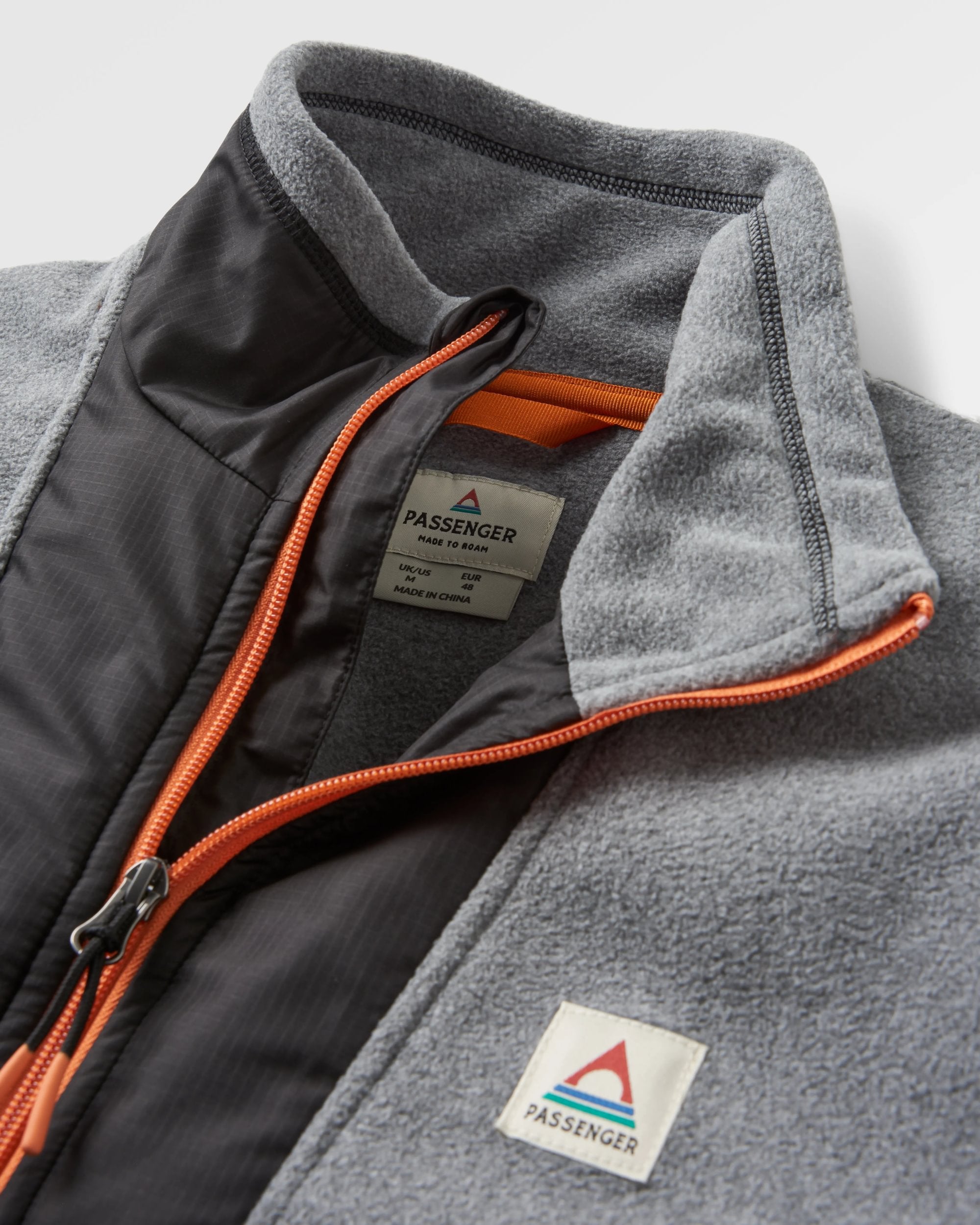 Woodland Hoodless Recycled Polar Fleece - Grey Marl/Khaki - Flatlay