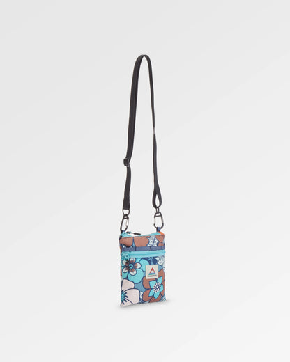 Journey Recycled Crossbody Bag - Vintage Floral Aqua - Flatlay