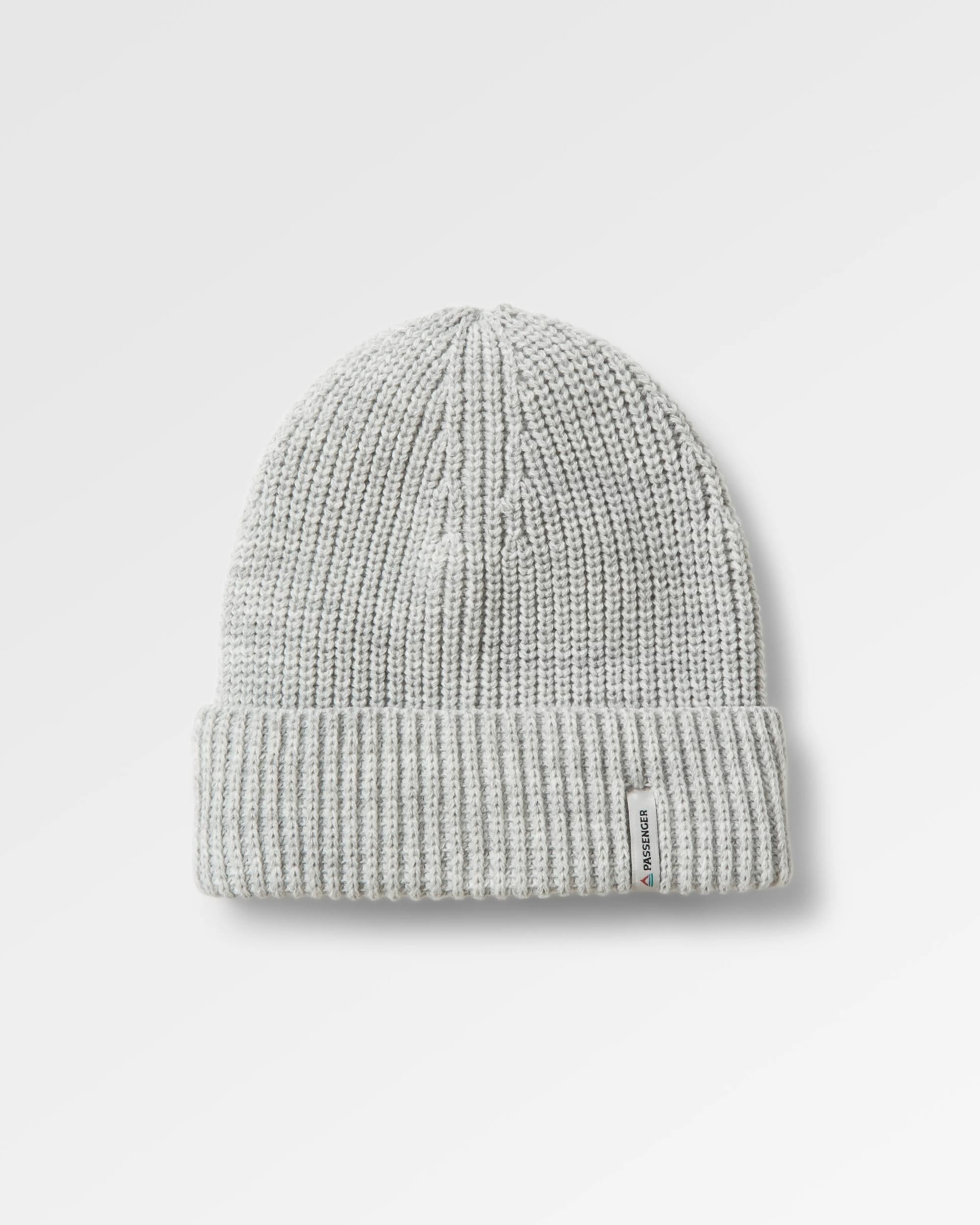 Compass Recycled Beanie - Light Grey Marl - Flatlay