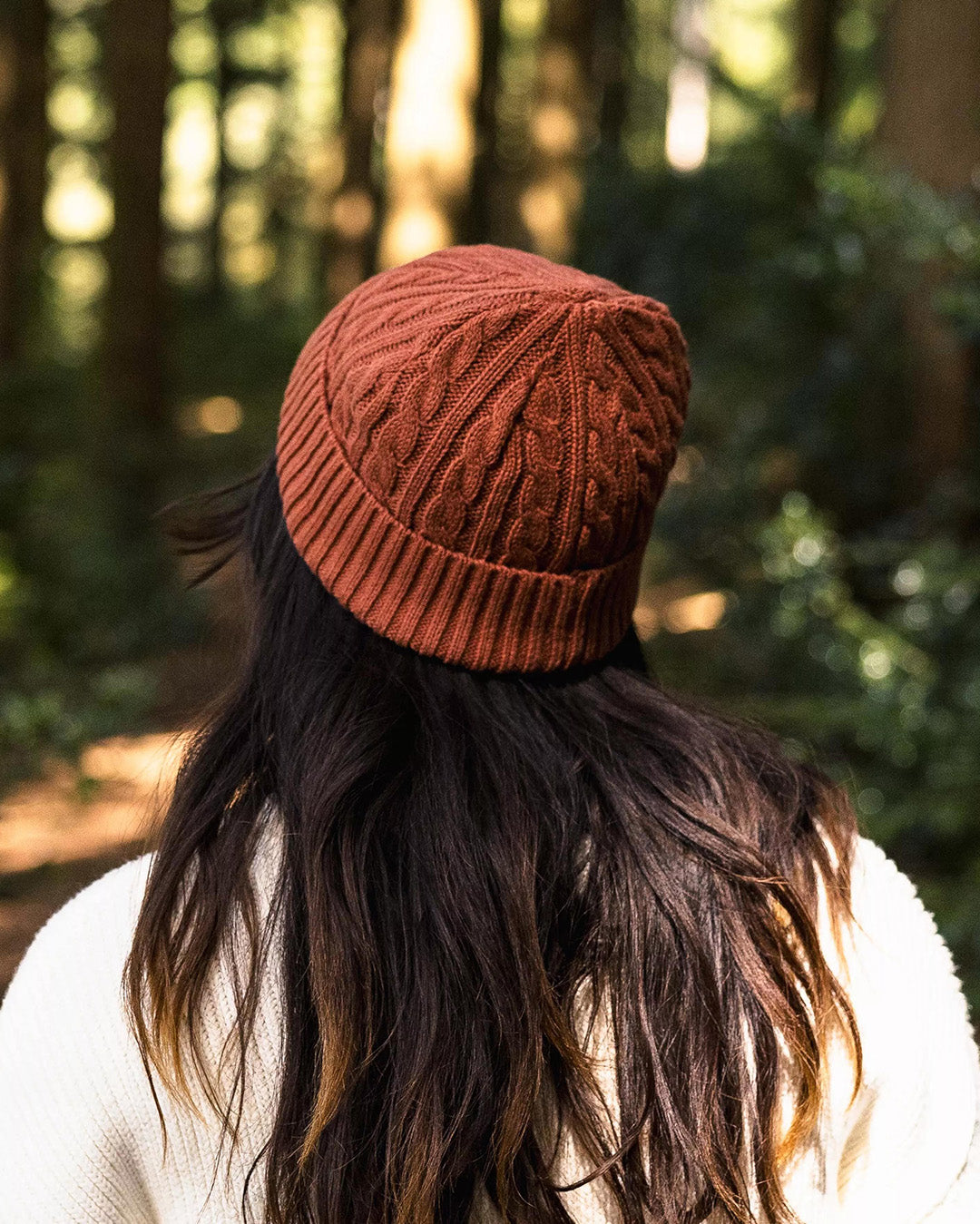 Fireside Recycled Cable Knit Beanie - Baked Clay - Lifestyle - Female