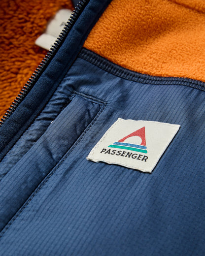 Loch Hooded Recycled Polar Fleece - Sunset Orange/Storm Grey - Flatlay