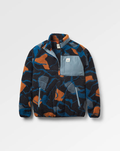 Offroad Recycled Sherpa 1/2 Zip Fleece - Abstract Trails Black - Flatlay