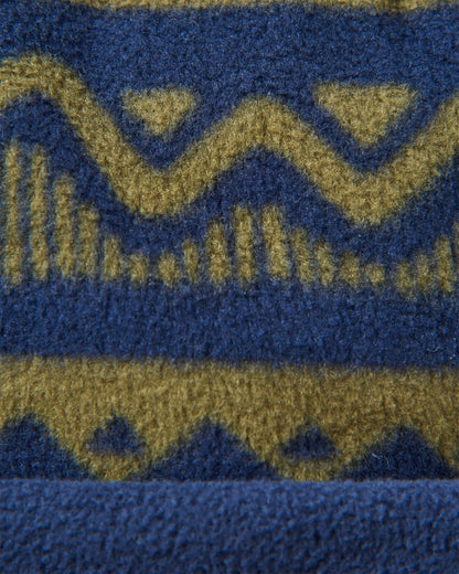 Set Off Recycled Polar Fleece Beanie - Mountain Geo Khaki/Rich Navy - Flatlay